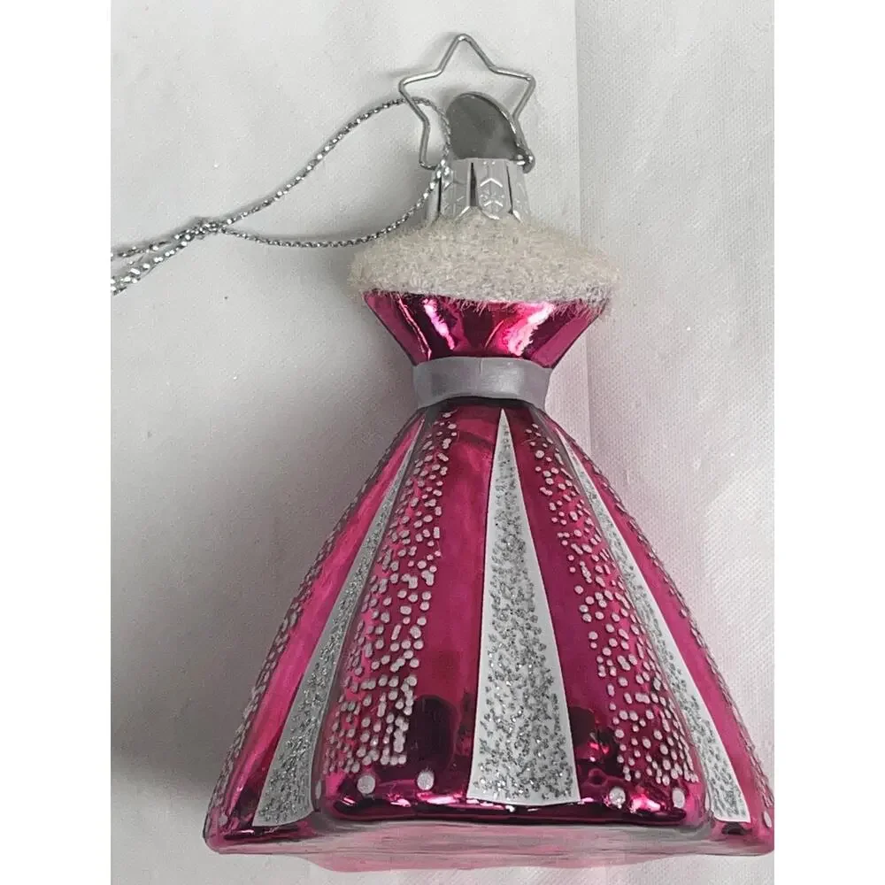 Mary Kay Pink Dress Glass Christmas Ornament Box Display Stand Holiday
